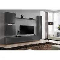 AEA Wohnwand Designer Möbel Grau Wandschrank Luxus Einrichtung Holzmöbel Modern