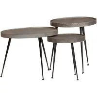 vidaXL Couchtisch 3 Stk. Silbern Holzwerkstoff