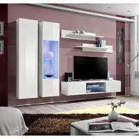 Xl Moebel Gmbh Komplett Set 5tlg Luxus Weiß Wohnwand Hänge Vitrine Schrank TV-Ständer