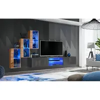 AEA Komplett Designer Modern Wohnwand Wand Regale TV-Ständer 3x Wandschrank