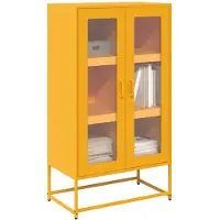 vidaXL Highboard Senfgelb 68x39x123 cm Stahl