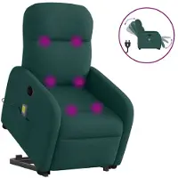 vidaXL Elektrischer Massagesessel mit Aufstehhilfe Dunkelgrün Stoff