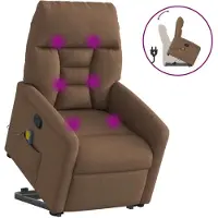 vidaXL Massagesessel mit Aufstehhilfe Braun Stoff