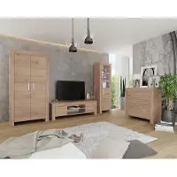 AEA Wohnzimmer Wohnwand Set Gruppe Garnitur Vitrine Kommode 4tlg. Holz Möbel Regal