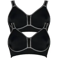 Viania Sport-BH "2er Pack Sport BH Performance", Damen, Gr. 95, Cup D, schwarz (schwarz schwarz), Obermaterial: 47% Polyamid PA. 41% Polyester PES. 12% Elasthan EL., BHs Sport-BH