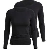 Nina von c. Unterhemd NINA VON C. "2er Pack Langarm Shirt Seide&Modal", Damen, Gr. 40, 2 Stk., N-Gr, Langarm aus Modal-Seide, schwarz, Modal-Seide, , Basic, figurumspielend, Rundhals, Unterhemden Unterhemd
