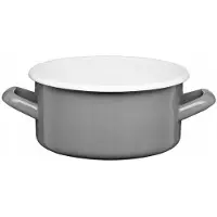 Galicja Gordon Emaille-Topf niedrig 1,5 L grau weiß 16 cm