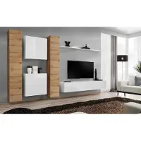 AEA Wohnwand Weiß Holzmöbel Schrank Designer Wandschrank Komplett Wand Regal