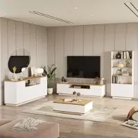 Dmora Stienta - Wohnzimmer-Möbelset, Eiche Braun Knoten, Modular