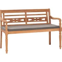 Möbelando vidaXL Batavia-Bank mit Dunkelgrauem Kissen 120 cm Teak Massivholz
