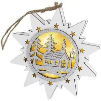 Retlux , Weihnachtsdekorationsstar (Kirche) RXL 464, Holz, WW, 3 LED, 1x CR2032