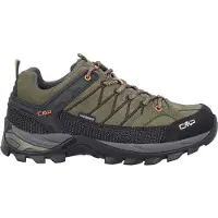 CMP Wanderschuh "RIGEL LOW WP TREKKING SHOES", Herren, Gr. 41, Synthetik, grün (olive, flame), Leder, Schuhe Wanderschuh, wasserdicht