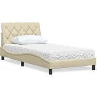 Syfax Bett mit Matratze Creme 100x200 cm Stoff