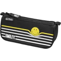 Herlitz Smiley B&Y Stripes, Weiches Federmäppchen, Polyester, Schwarz, Weiß, Gelb, Abbildung, Reißverschluss, 220 mm