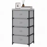 HOMCOM Kommode mit 4 Schubladen, 42 x 32 x 80 cm, Grau/Schwarz
