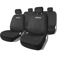 Sparco Komplettes Sitzbezug-Set von Origin, schwarz/grau, universal, sportliches Design, kompatibel mit Seitenairbags, strapazierfähiger und atmungsaktiver Stoff