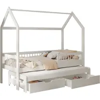 Mirjan 24 Kinderbett Asher 90, Bett mit zwei Bettschubladen, zwei Schlaffläche, Lattenrost, Holzkonstruktion (Farbe: Cashmere, Größe: 89x200 cm)