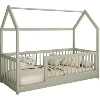 Mirjan 24 Kinderbett Greta 90, Kinderzimmer Bett mit Lattenrost, Holzkonstruktion (Farbe: Olivgrün, Größe: 90x200 cm)