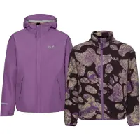 Jack Wolfskin 3-in-1-Funktionsjacke "ICELAND 3IN1 PRINT JKT K" mit Kapuze Alwetterjacke für Kinder, wasser- und winddicht, warm