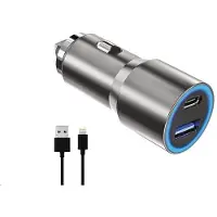WINNER Autoadapter mit USB, USB-C, 38W + Lightning-Kabel (1m) - Silberfarben, Modell 11424