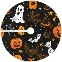Markenlos Runde Halloween-Elemente für Weihnachtsbaumdekoration aus Jute, klein, rustikal, 122 cm