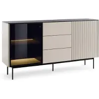 Furnlux Classic FURNLUX Sideboard Orta Kaschmirbeige Und Schwarz 157 Cm / Hauptfarbe: Beige / Abmessungen: 157 x 84 x 39