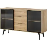 Furnlux Classic FURNLUX Sideboard Mit Auszug, Braun Und Schwarz, 144 Cm / Hauptfarbe: Braun / Abmessungen: 144 x 85 x 39