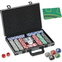 SPORTNOW Pokerkoffer Pokerset mit 400 Chips 11,5 Gramm 2 Kartendecks 5 Würfeln