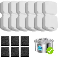 Sonstiges Katzenbrunnen Filter Set 12 Stück: 6 Kohlefilter + 6 Schaumstofffilter, kompatibel mit UMOCUOY/GIOTOHUN/HOOISE/ATMZIQXR/IHOUONE Trinkbrunnen