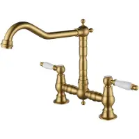 Aquanello Küchenarmatur nostalgisch Bronz mit weißem Griff Heritage