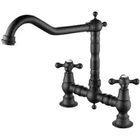 Aquanello Küchenarmatur schwarz mit Kreuzgriffen Heritage Ascot BL-0011-HM