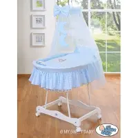 BellaFurn Kinderbett aus Naturgeflecht - Babymand - Größte Liegefläche und mobil mit Bremsen