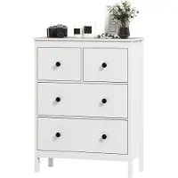 HOMCOM Kommode Moderner Sideboard mit 4 Schubladen für Wohnzimmer Weiß