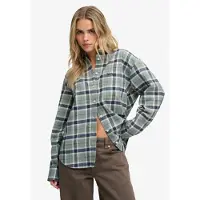 Superdry für Damen. W4010547A Hemd Check Flannel Relaxed grün (XS), Lässig, Baumwolle, Langarm