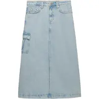 Superdry für Damen. W7210406A Blauer Denim Cargo Maxi Rock (XS), Lässig, Baumwolle