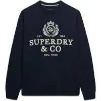 Superdry für Herren. M6110788A Marineblauer Pullover mit Applikation (XL), Lässig, Baumwolle