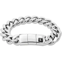 Calvin Klein Armband "CK HALLMARK", silber (edelstahlfarben, schwarz), Armbänder, 20cm, Edelstahl, Armband, Emaille