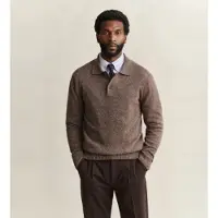Gant für Herren. 8040263 Polo Wollmischung taupe (S), Wolle, Klassisch, Langarm