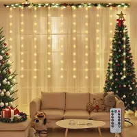 Salcar LED Sternen Lichterkette Weihnachts LED Lichterkette Vorhang USB 50 Warmweiße LED Sternen