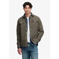 Superdry für Herren. M4011186A Hemd Herringbone Workwear militärgrün (L), Lässig, Baumwolle, Langarm