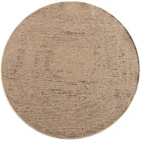Paco Home Outdoor Teppich wetterfest Modern Flachgewebe, Jute-Optik für Terrasse & Balkon Beige Braun Ocker Grösse 160 cm Rund