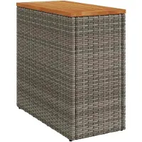 Merkloos Gartenbeistelltisch mit Holzplatte aus Poly Rattan