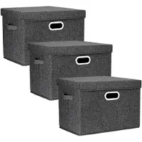 Merkloos Große Aufbewahrungsbox mit Deckel, Set von 3, Schwarz
