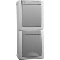 HHG Panasonic Steckdose/Wechselsch-Kombi senkr.FR-AP IP54 gr 90591098-DE
