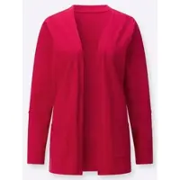 Inspirationen Shirtjacke "Shirtjacke", Damen, Gr. 42, pink (erdbeere), 100% Baumwolle, unifarben, V-Ausschnitt, Shirts Shirtjacke