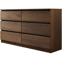 Mirjan 24 Kommode Malwa M6 140, Stilvoll Sideboard mit 6 Schubladen, Schlafzimmer Highboard, Modern Kollektion (Nuss Warmia)