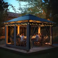 Sonstiges Gartenpavillon 3x3m Anthrazit Faltpavillon mit Moskitonetzen Höhenverstellbar Metall Oxford-Gewebe