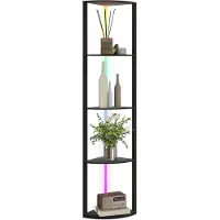 HOMCOM LED Stehlampe 5-stufige dimmbar Stehleuchte mit Regal, RGB Farbwechsel