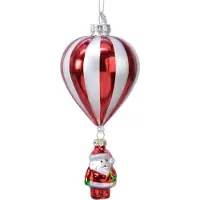 Décoris Ballon Glas hängen d7h15 cm rot/weiß hangdeco (tweekleurig)