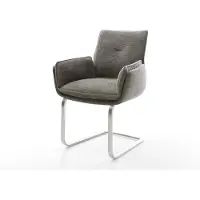DELIFE Freischwinger Nela-Flex Bouclé Soft Schlamm Freischwinger flach Edelstahl